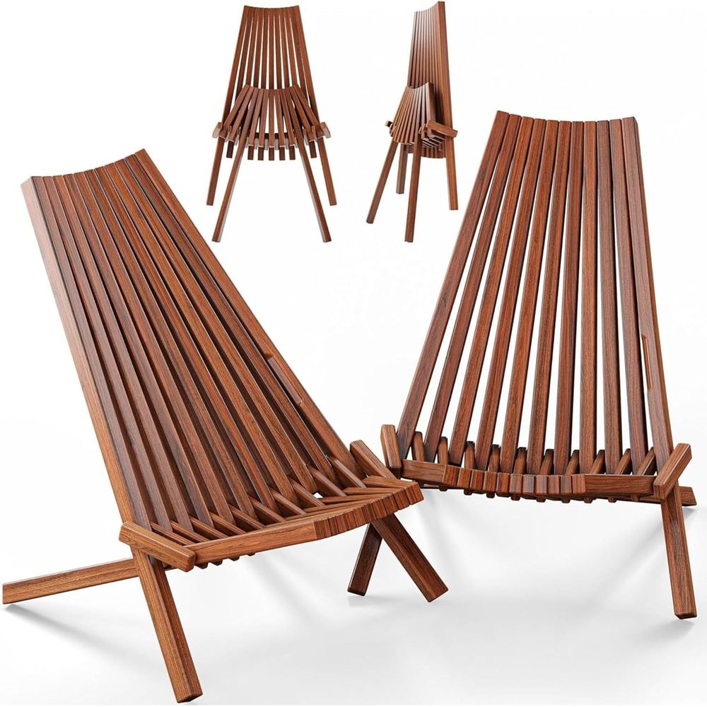 Outdoor Furniture Diy - 2'li Paket Ahşap Katlanır Tamarack Sandalye,