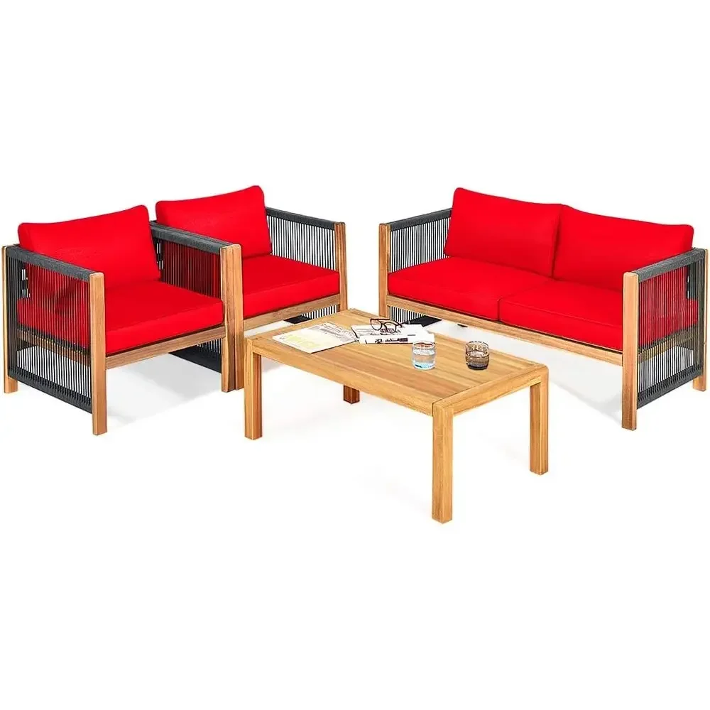 Outdoor Furniture Wood - Akasya ağacından yapılmış, 2 sandalyeli ve